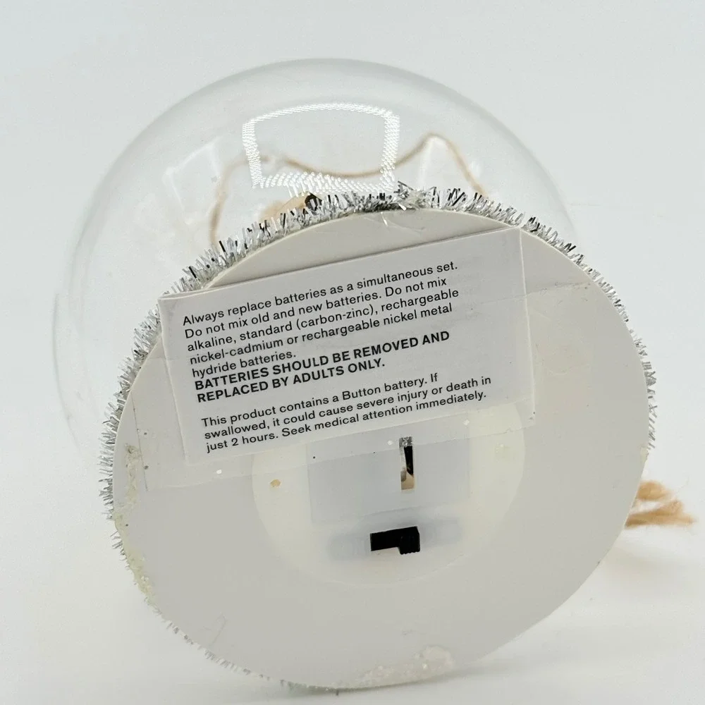 Pottery Barn Light Up Deer Glass Cloche Christmas Ornament NWT 4.5